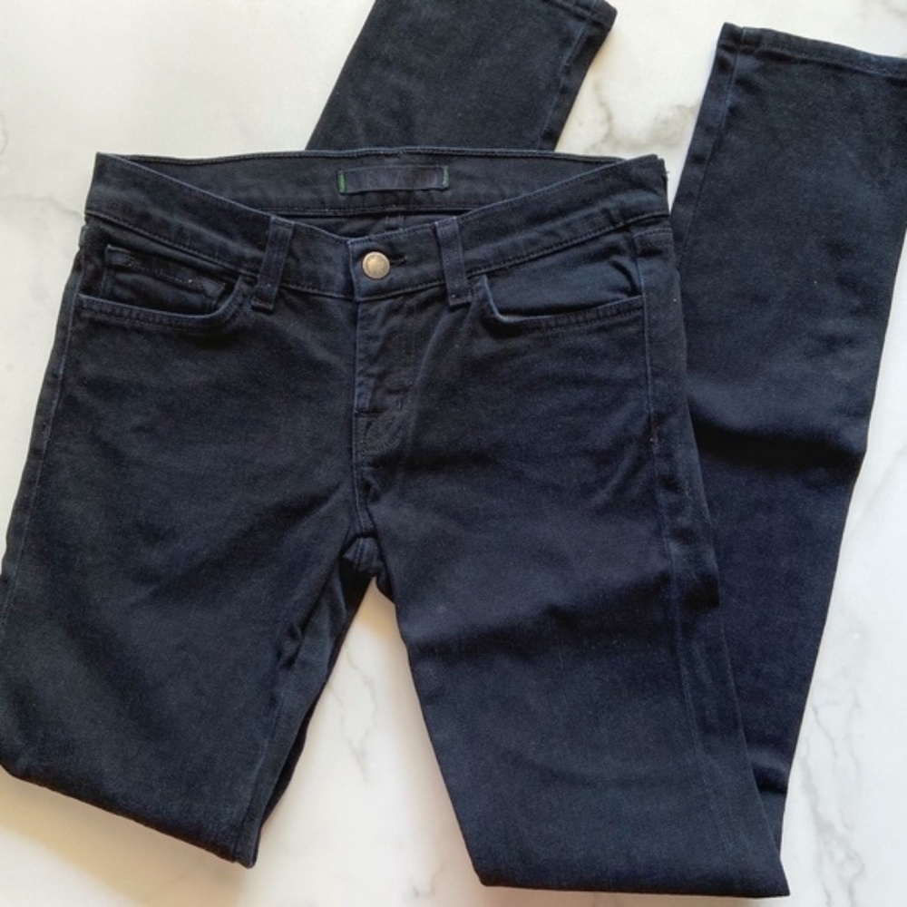 J Brand Dark Wash Noir The Deal: Pencil Leg Ankle Zipped Jeans Size 25